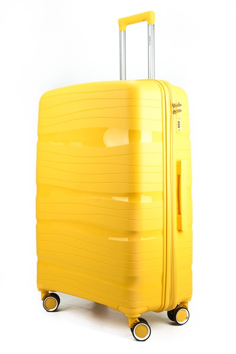 Чемодан большой PP Sweetbags (волнистые линии) с расширением желтый - фото 60468
