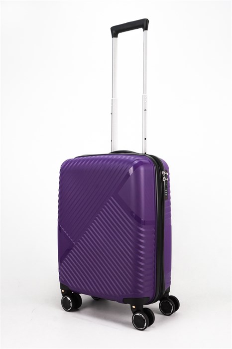 Чемодан маленький PP Sweetbags (диагональные линии) с расширением 50022-XS/фиолетовый - фото 60649