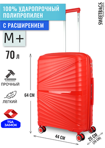 Чемодан средний PP Sweetbags (ракушка) с расширением 50016-M+/красный